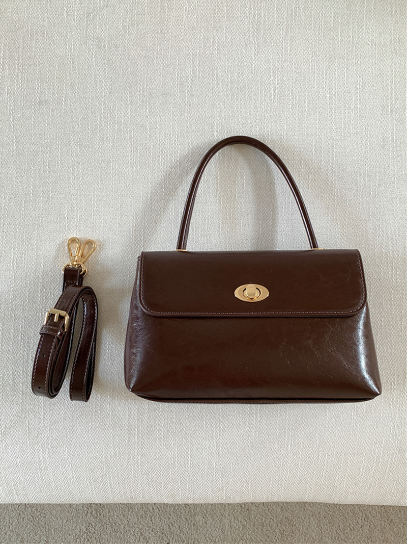 Crack Square Buckle Tote Bag (3 colors)