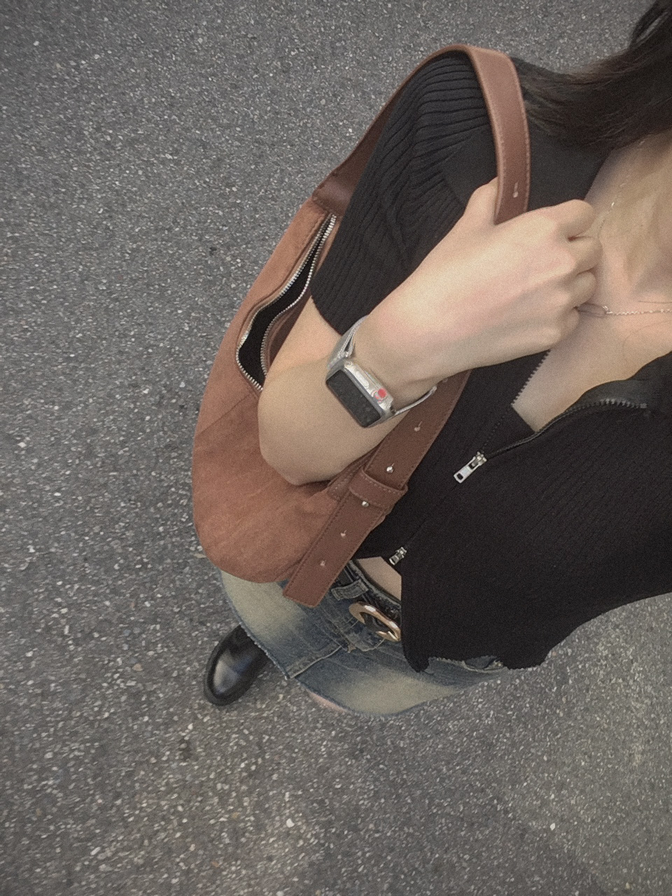 Suede Round Tote Bag/Shoulder Bag