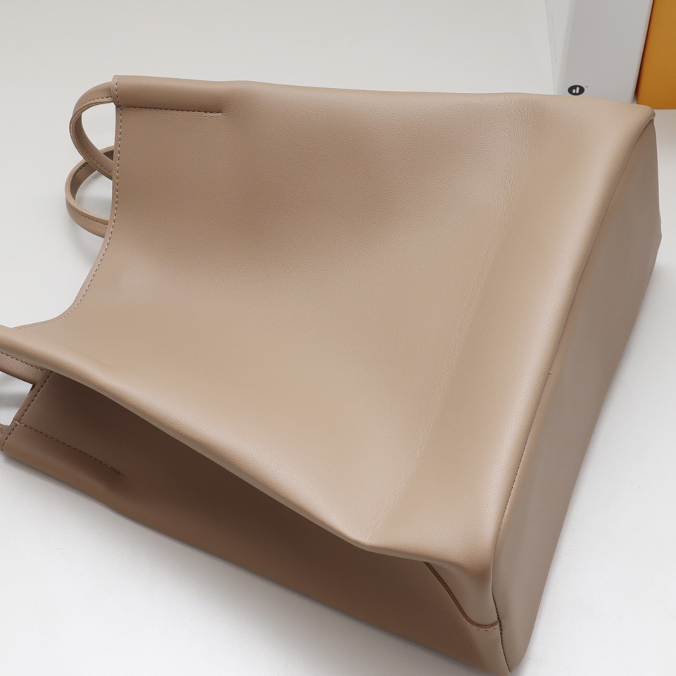 2-Pocket Square Leather Tote Bag/Shoulder Bag