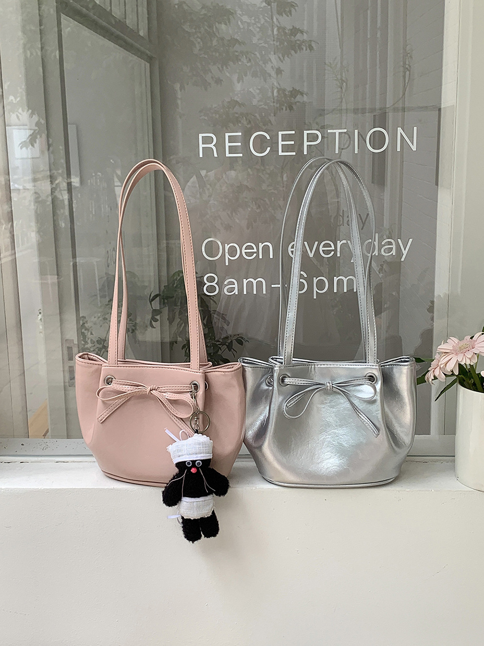 Ribbon Ballet Core Wrinkle Leather Tote Bag (6 colors)