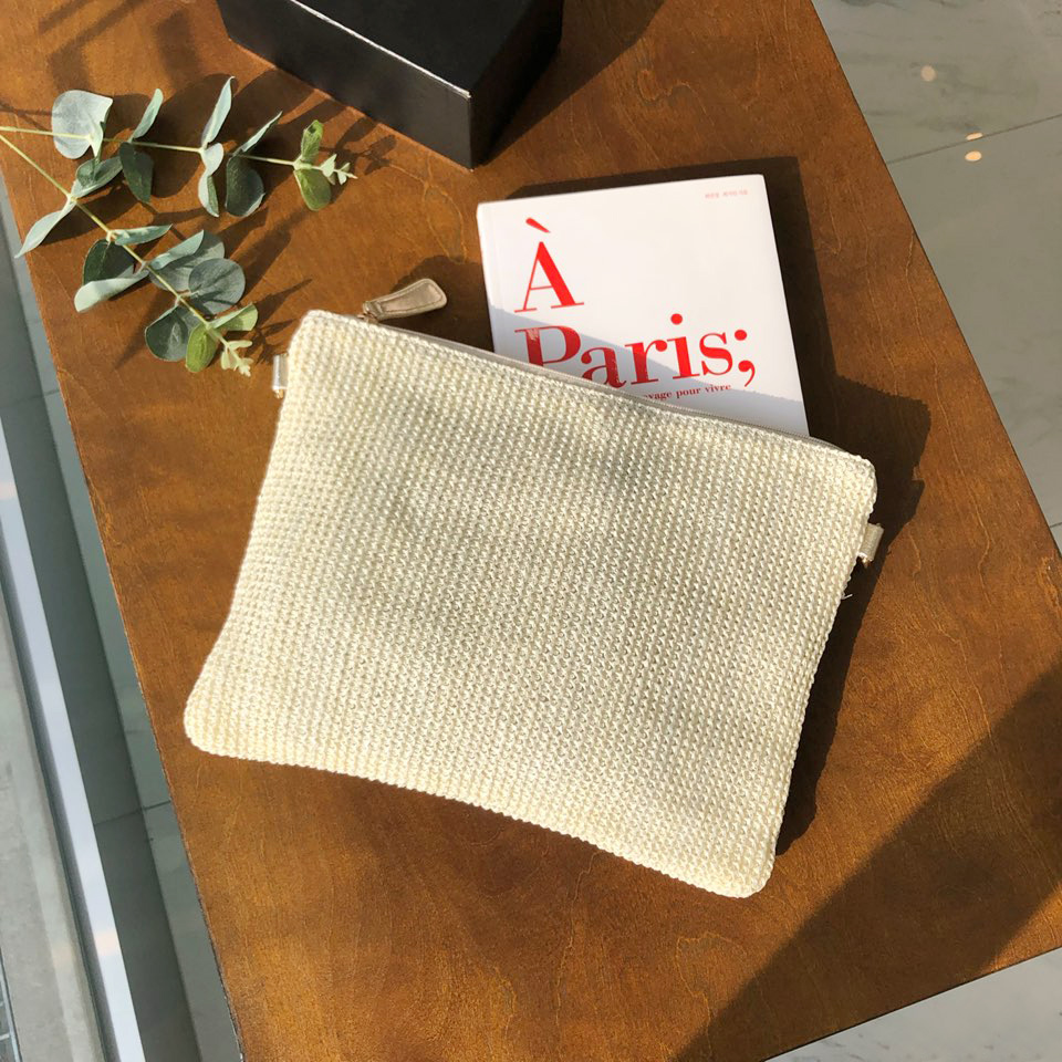 Frappe Rattan Zipper Cross Clutch Bag
