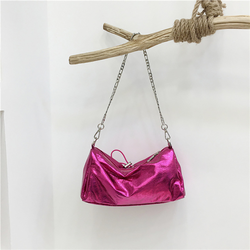 Monroe Cross Shirring Silver Mini Chain Bag