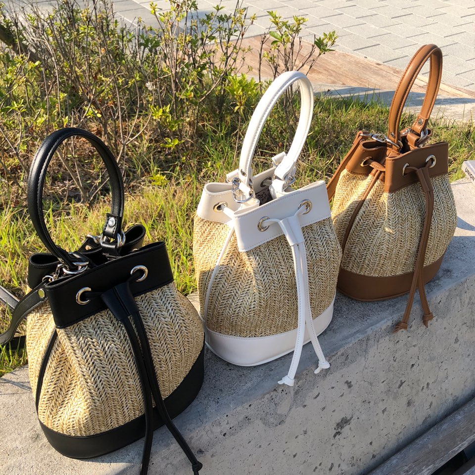 Rattan Mini Bucket Bag / Cross Bucket Bag (3 colors)