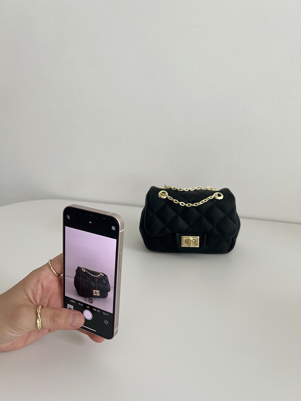 Zuni Quilted Micro Mini Gold Chain Bag