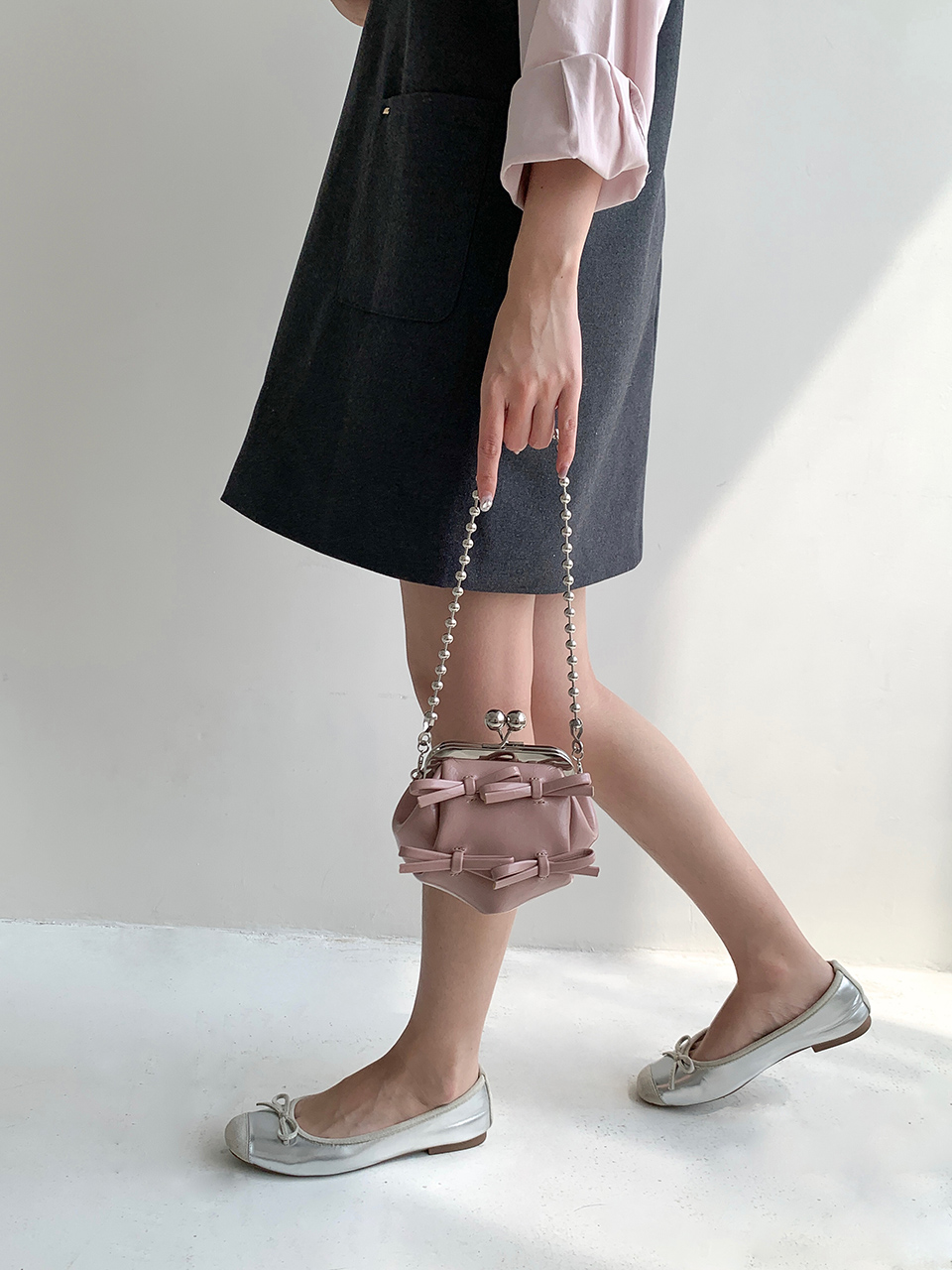 Ribbon 2-Way Chain Mini Crossbody Bag (2 Strap Types)