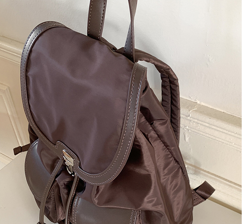 Buckle nylon string pocket daily backpack