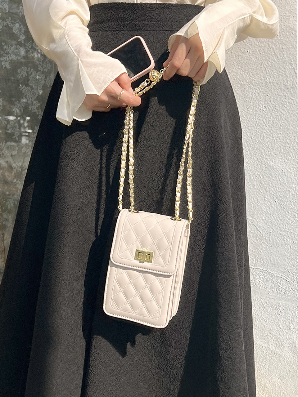 Lotia Quilted Square Chain Mini Shoulder Bag (2 colors)