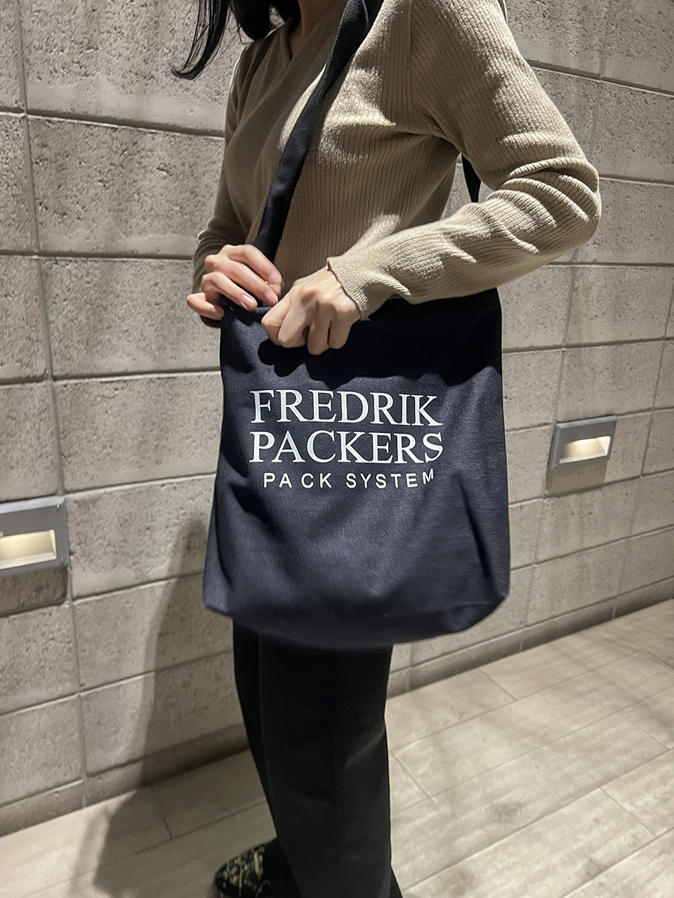Denim Lettering Big Cross Canvas Bag