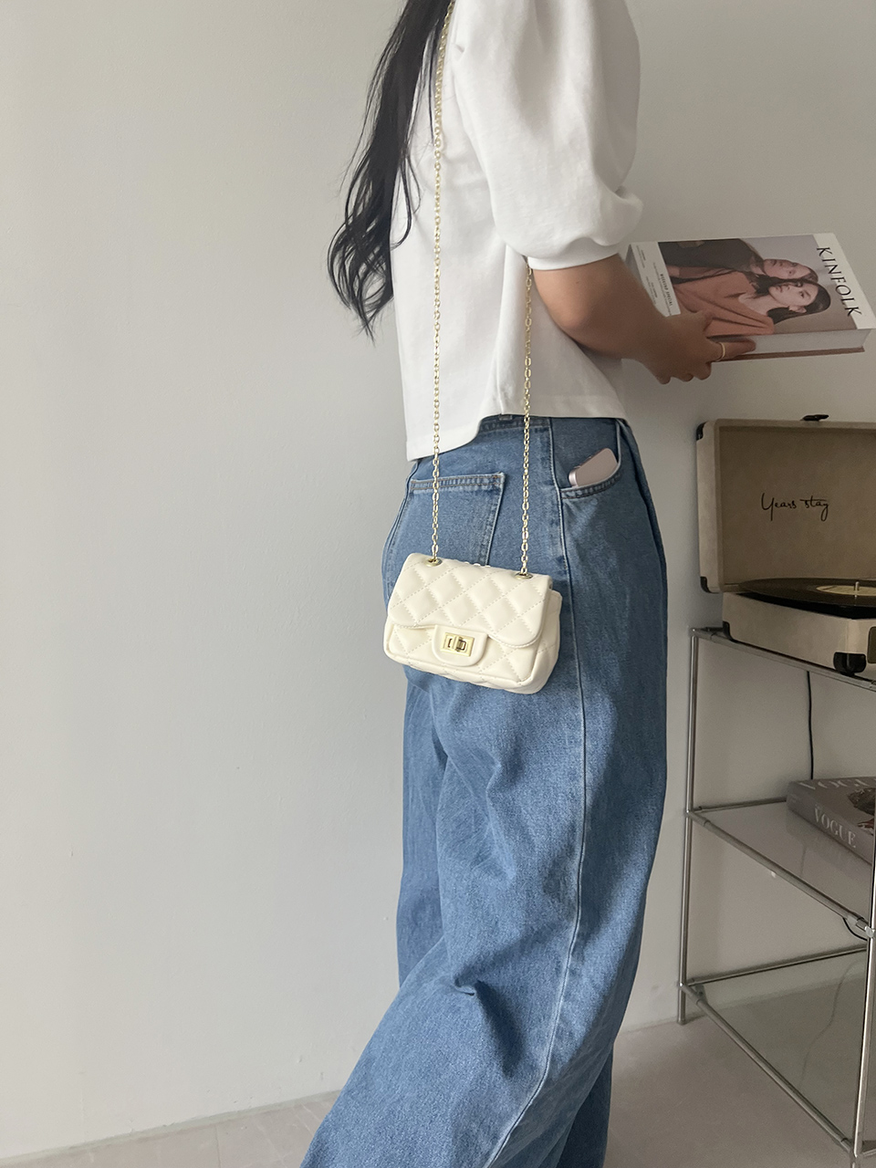 Zuni Quilted Micro Mini Gold Chain Bag