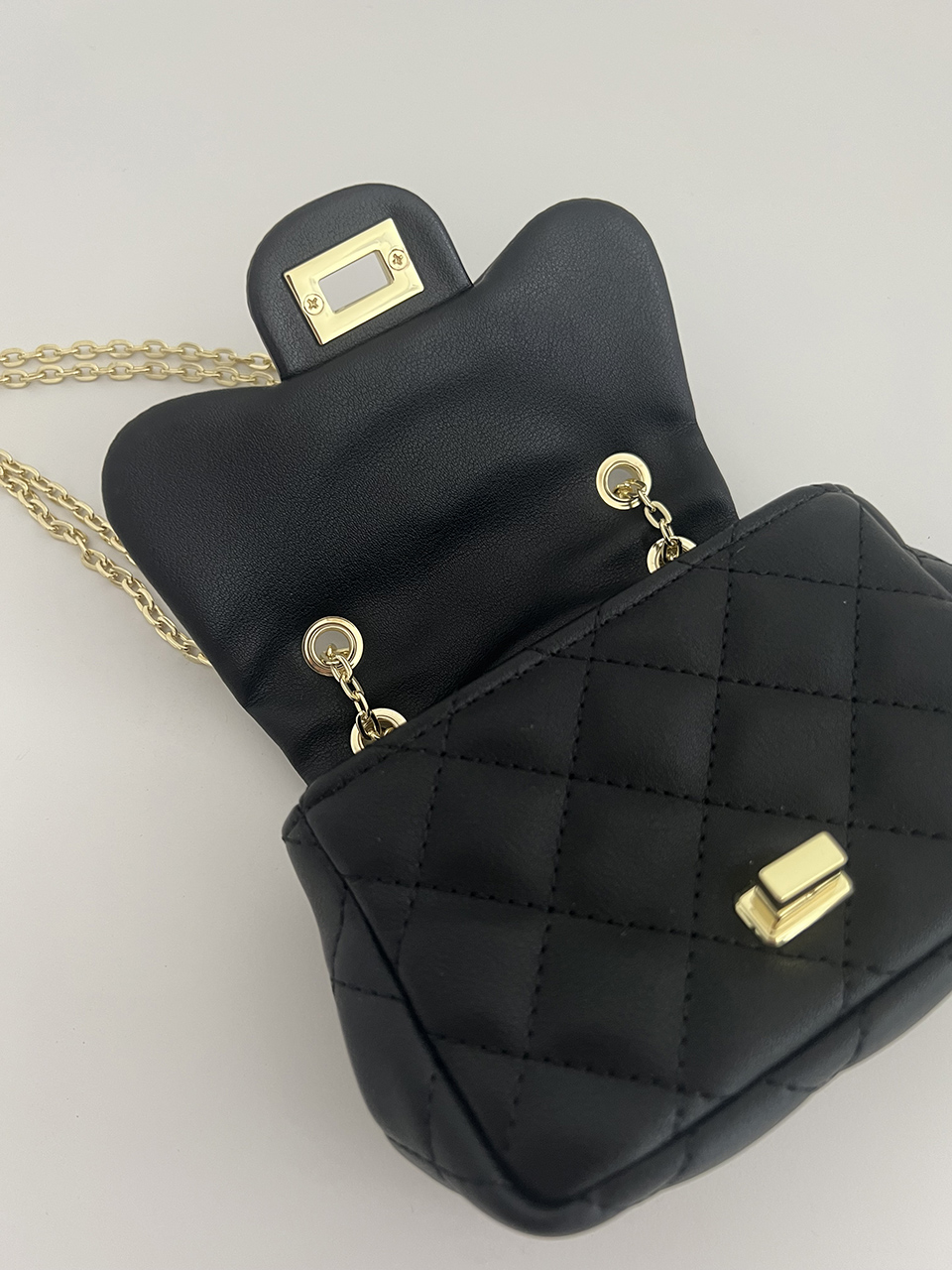Zuni Quilted Micro Mini Gold Chain Bag