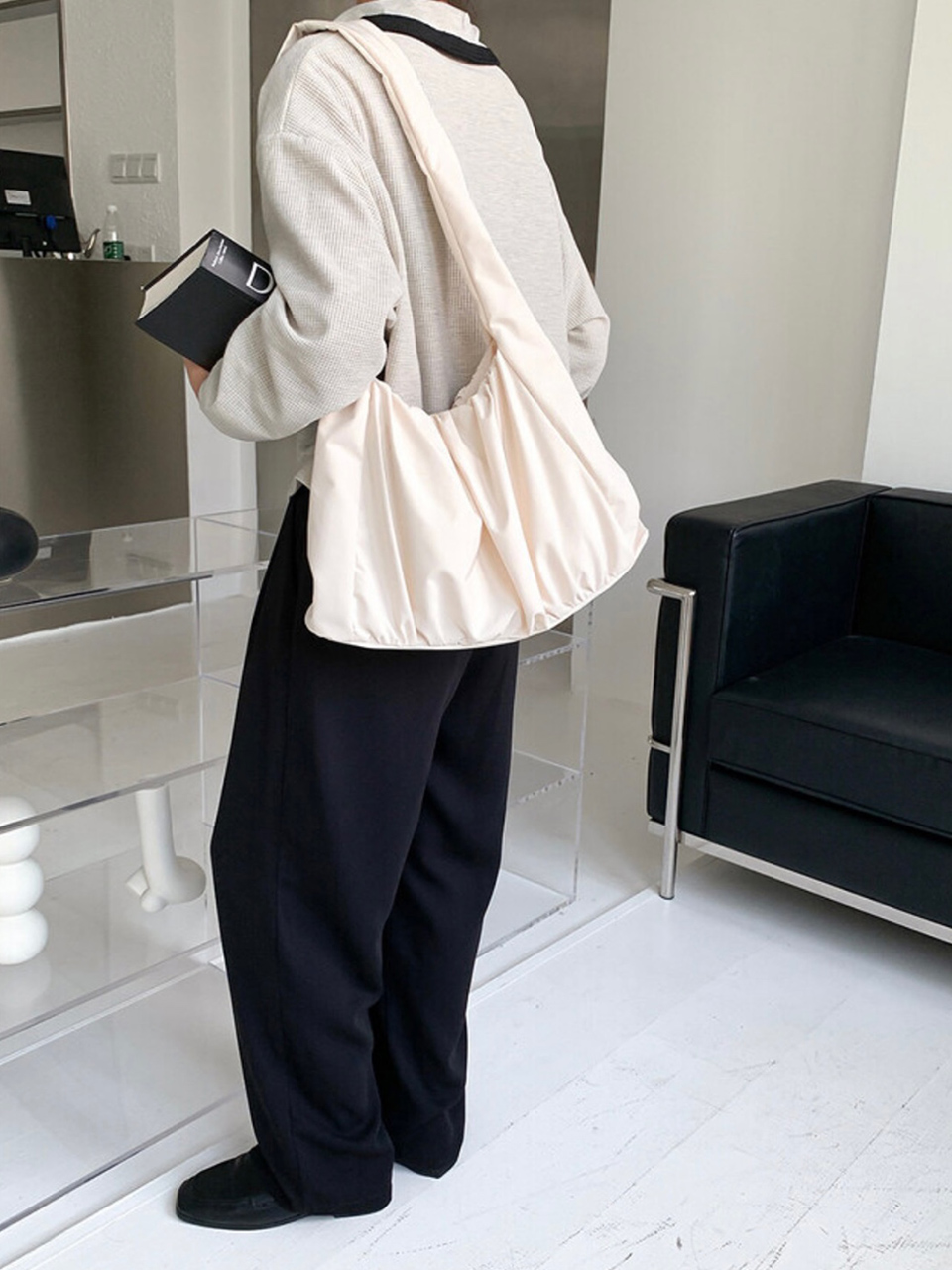 Shirring Daily Nylon Shoulder Bag