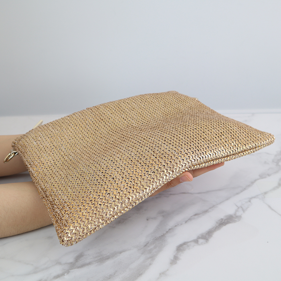Bling Pearl Rattan Silver Cross Clutch Bag