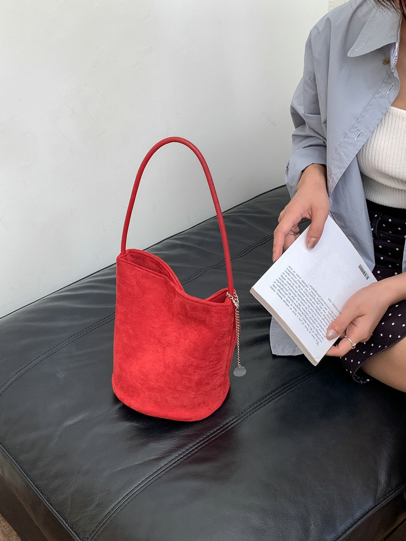 Suede Chain Mini Shoulder Bucket Bag