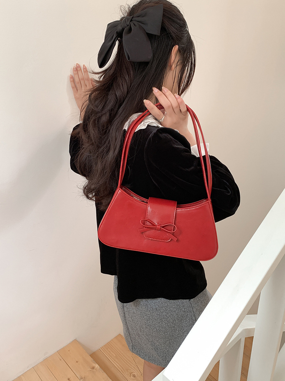Ballet Core Ribbon Baguette Shoulder Bag