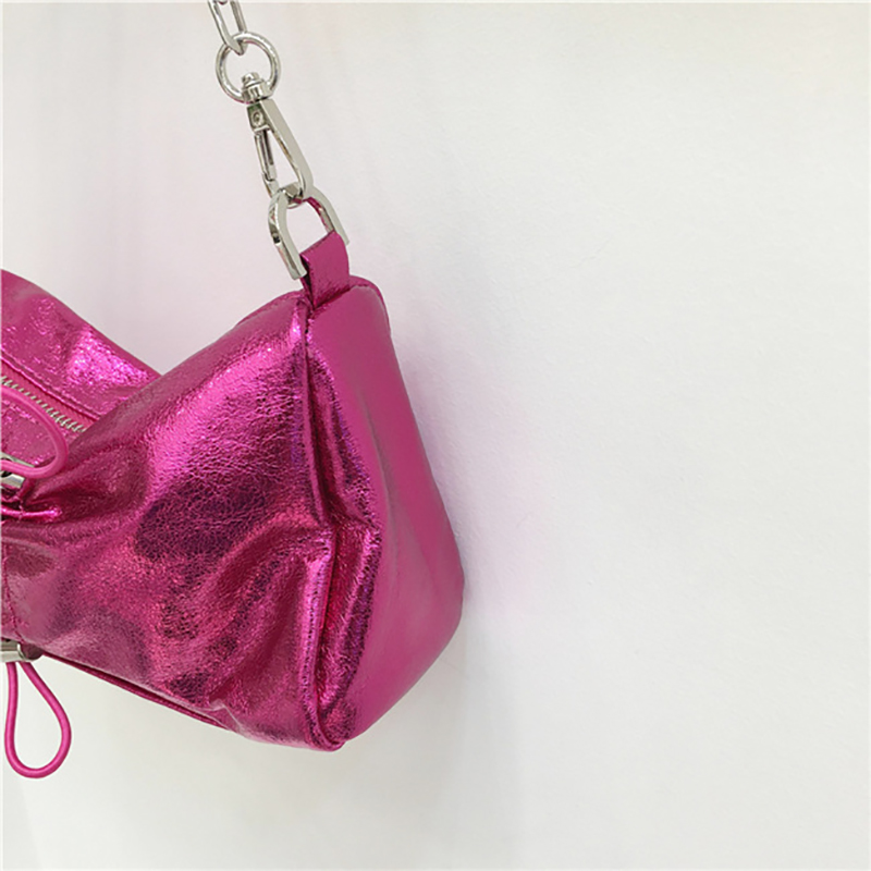 Monroe Cross Shirring Silver Mini Chain Bag