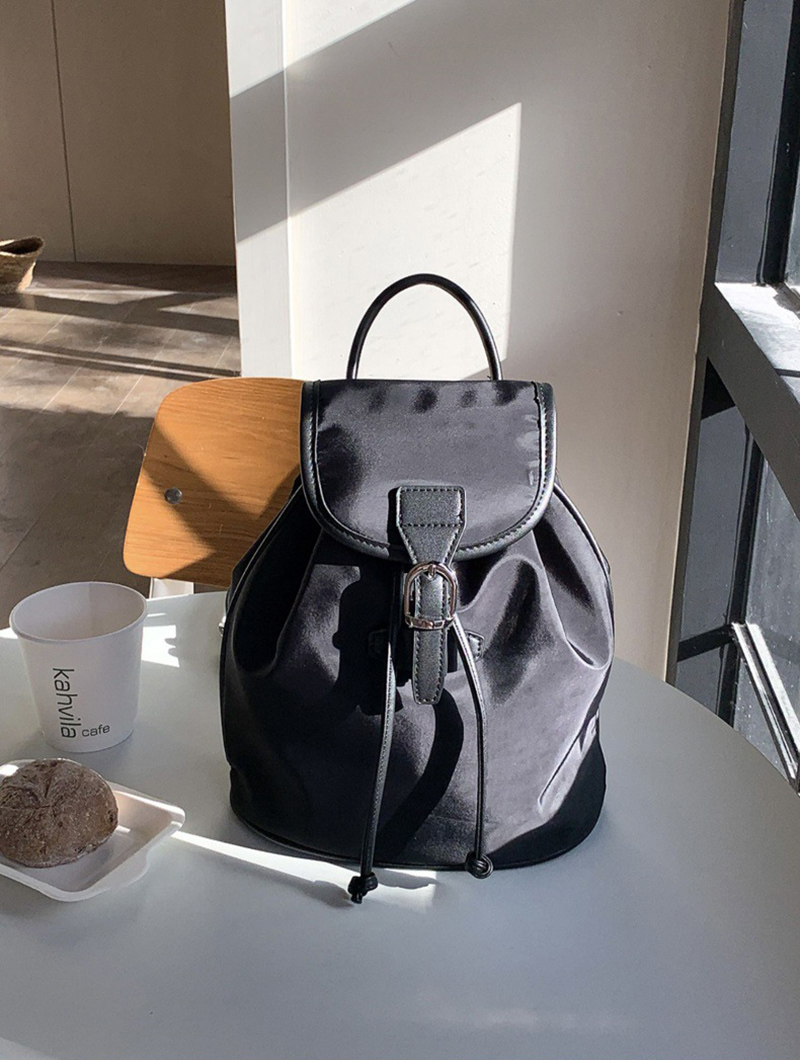 Buckle Faux Leather Nylon Mini Backpack (4 colors)