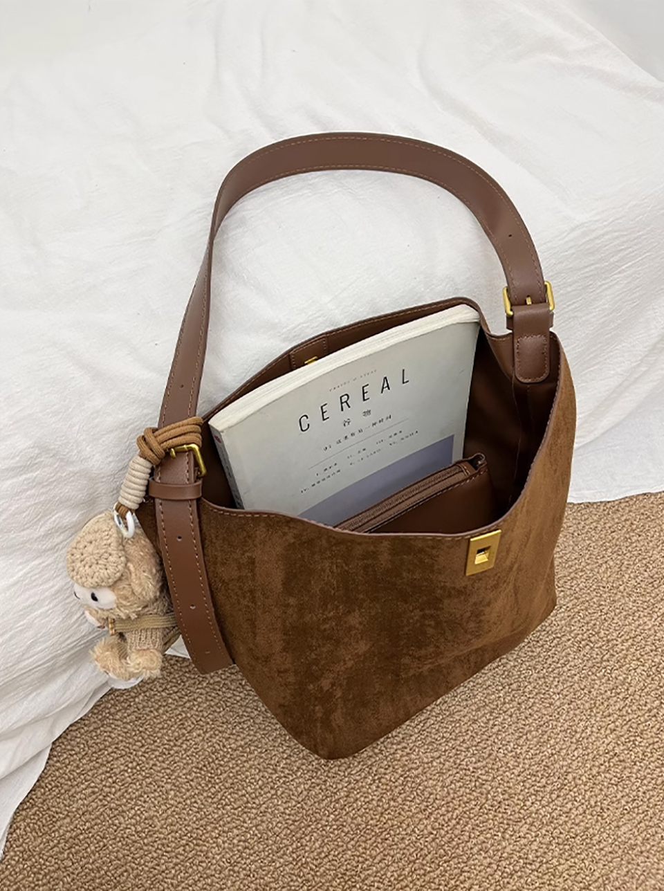 Suede Buckle Big Tote Bag/Shoulder Bag