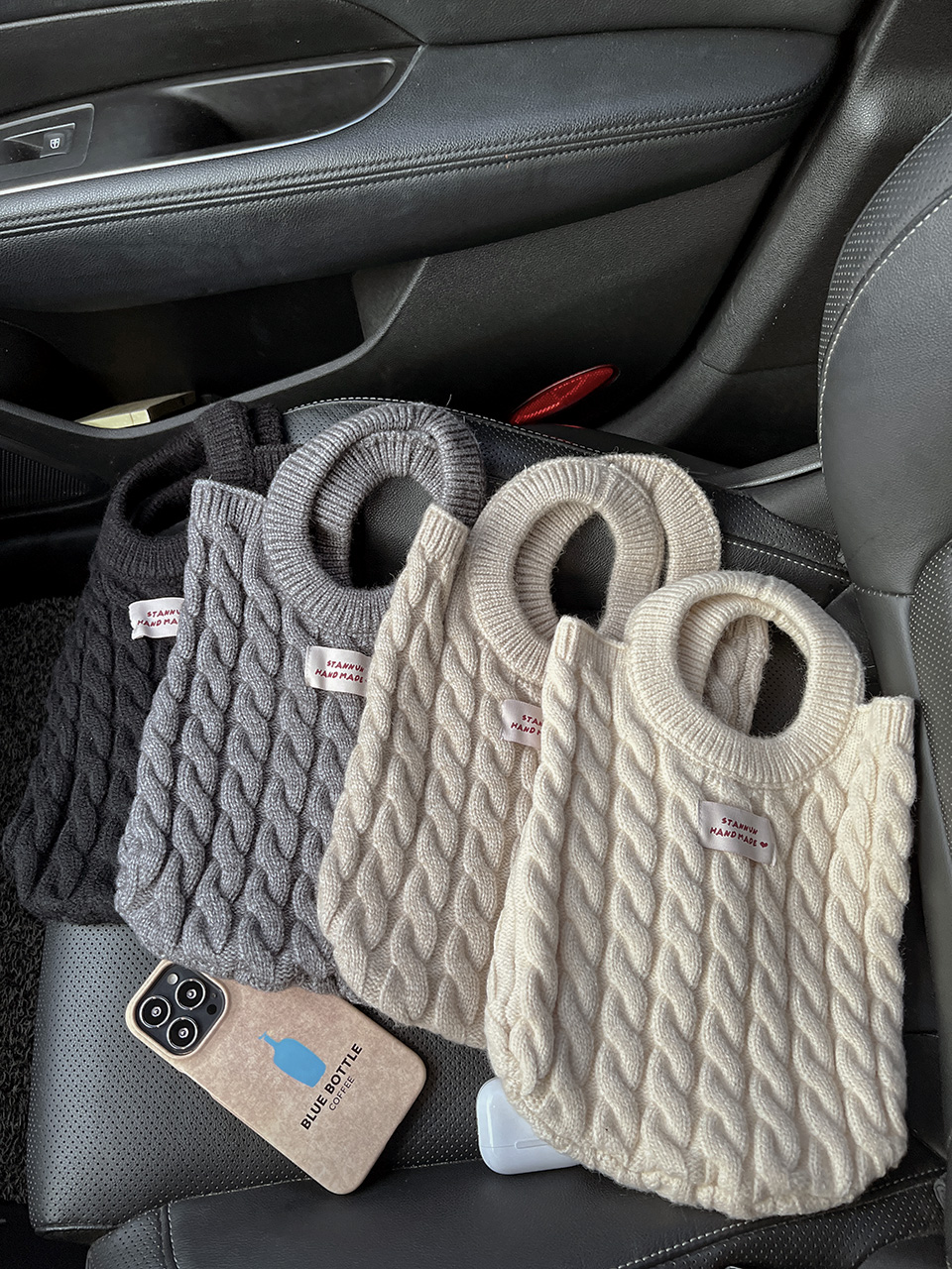 Knit twist crochet mini tote bag