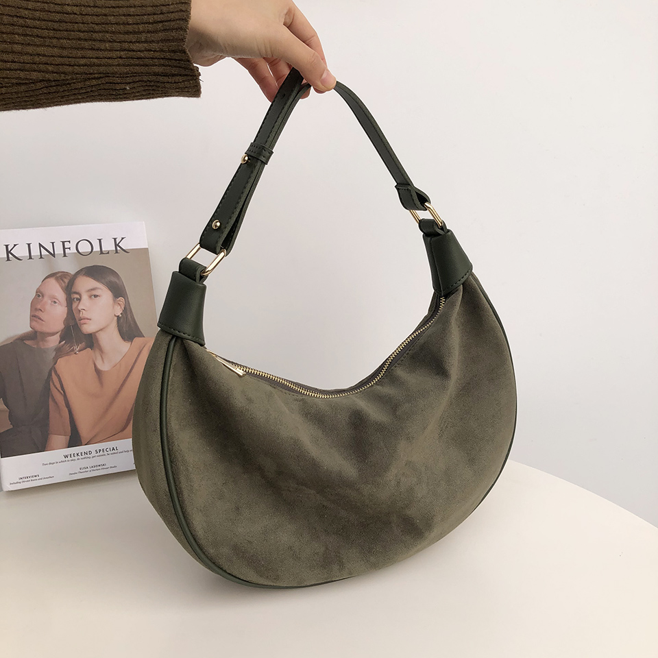 Suede shoulder bag