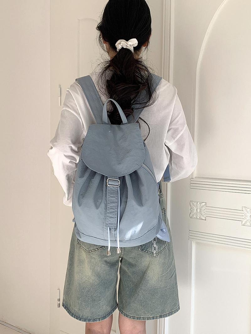 Buckle side zip-up nylon backpack (4 colors)
