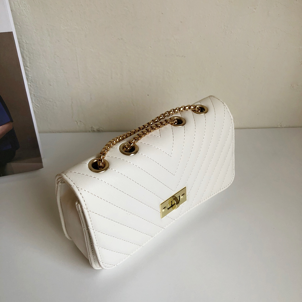 V-Quilted Mini Square Chain Bag