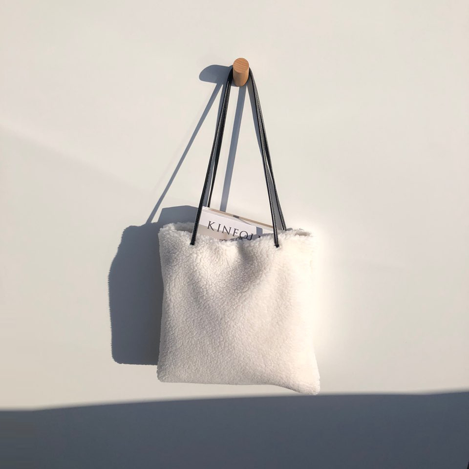 Fleece Leather Drawstring Boa Eco Bag