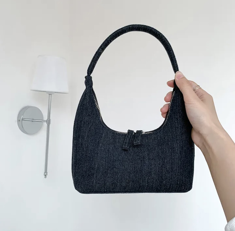 Blooming Round Denim Shoulder Bag