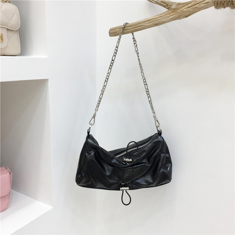 Monroe Cross Shirring Silver Mini Chain Bag