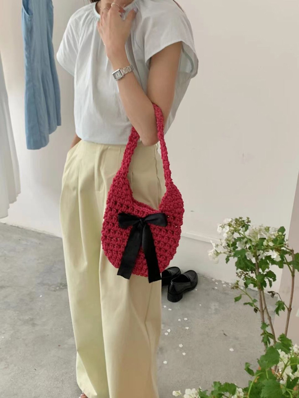 Ribbon Ballet Core Knit Tote Bag (5 colors)