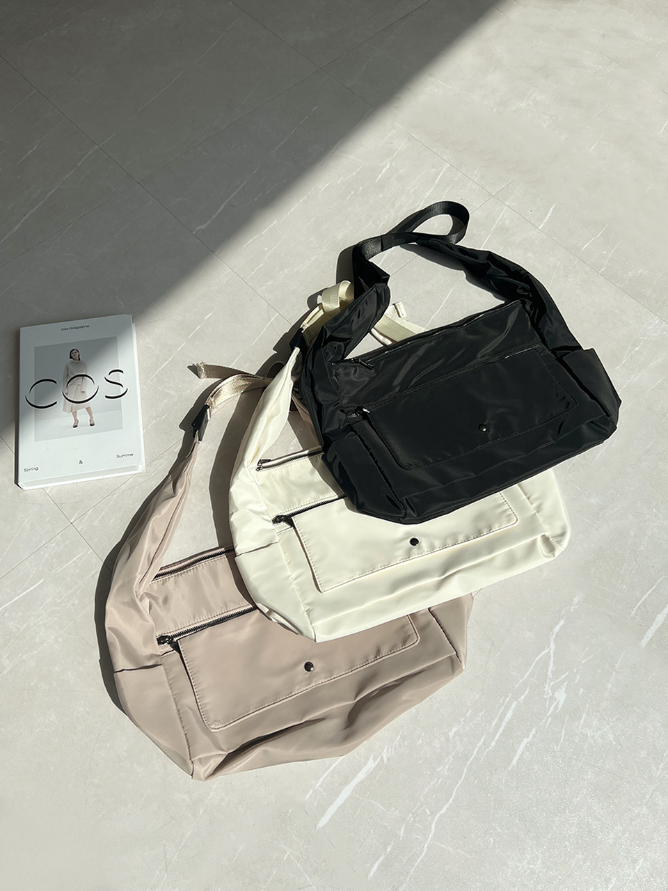 Apes Nylon Zipper Big Shoulder Bag