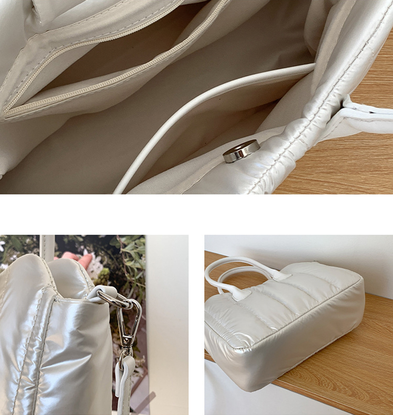 Down nylon quilted tote bag