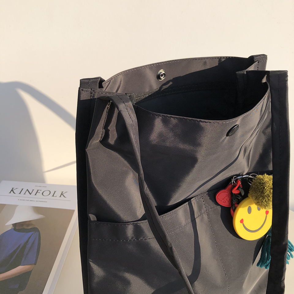 Button 2-pocket plain eco bag