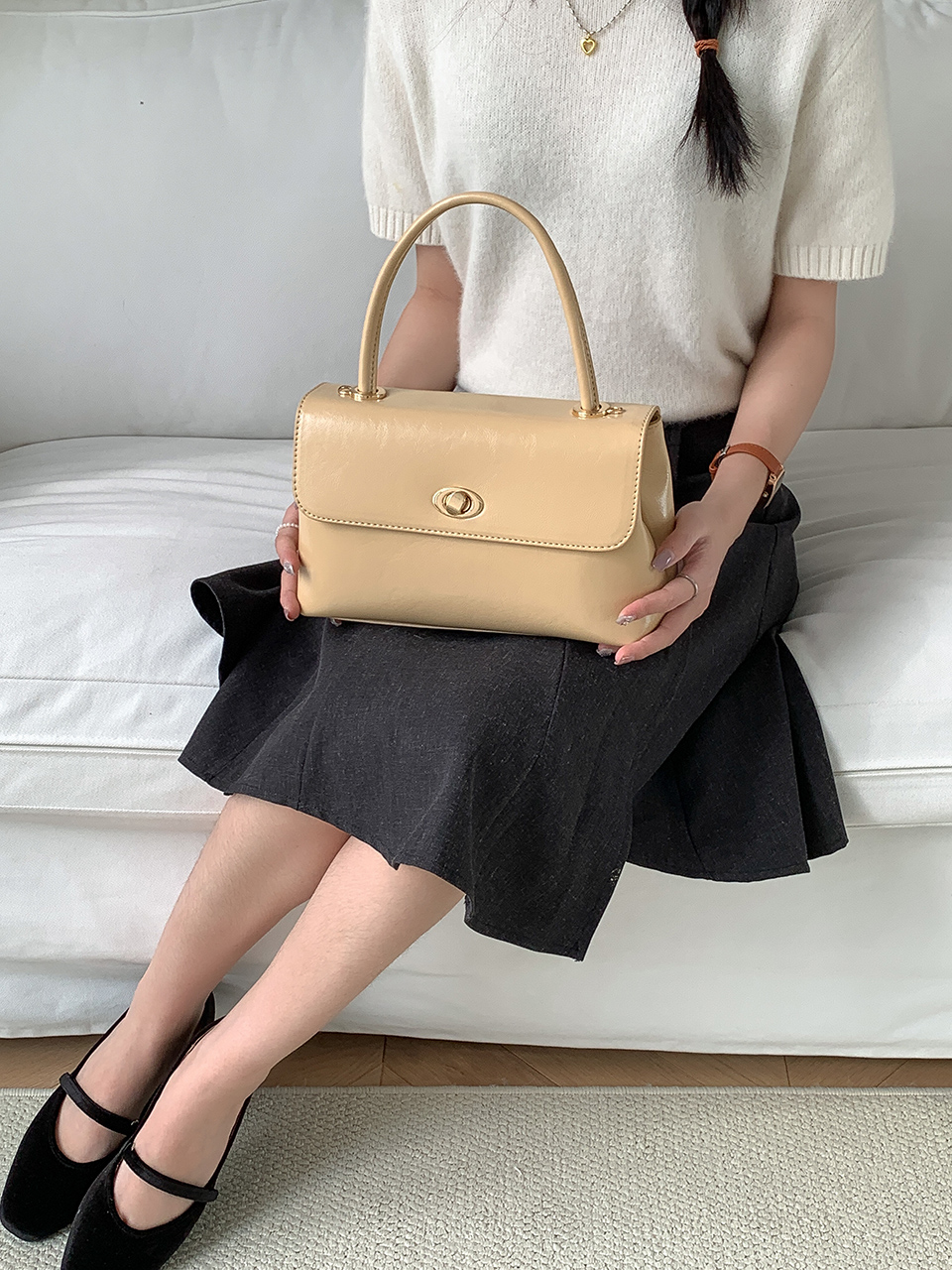 Square buckle tote bag (6 colors)