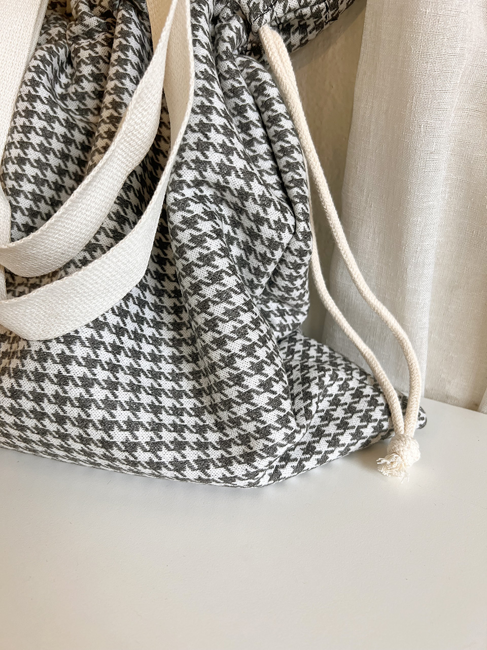 Checkered Bucket Bag Big Shoulder Eco Bag