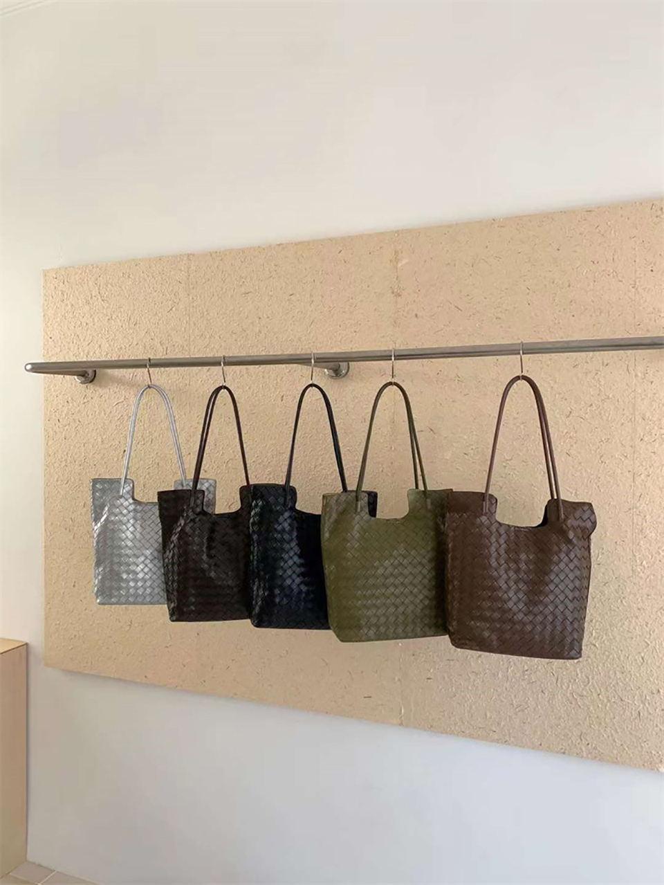[Pouch Set] Classic Leather Square Tote Bag/Shoulder Bag