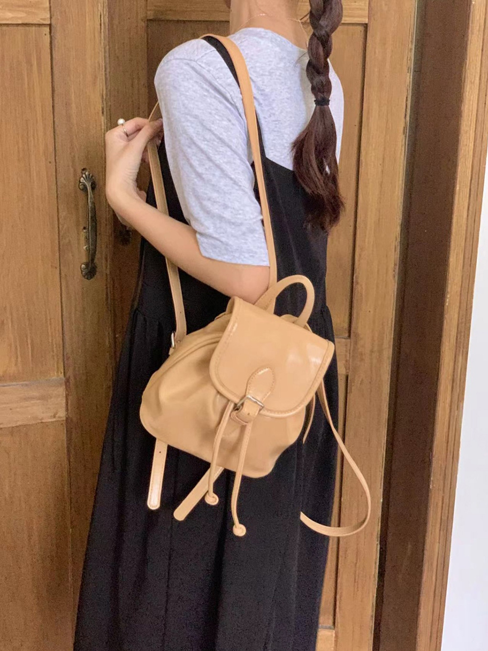 Wrinkle Buckle Bucket Mini Backpack (5 colors)