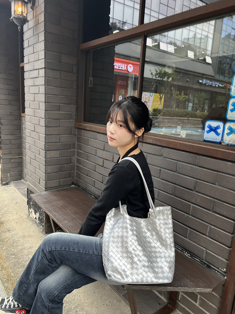 [Pouch Set] Classic Leather Square Tote Bag/Shoulder Bag