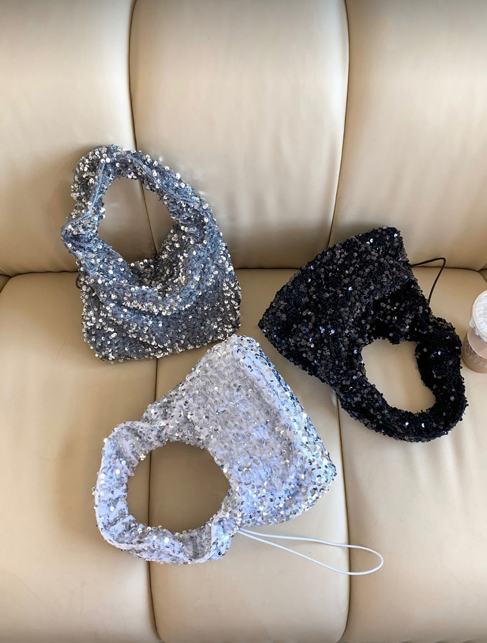 Bling Shirred Silver Mini Tote Bag