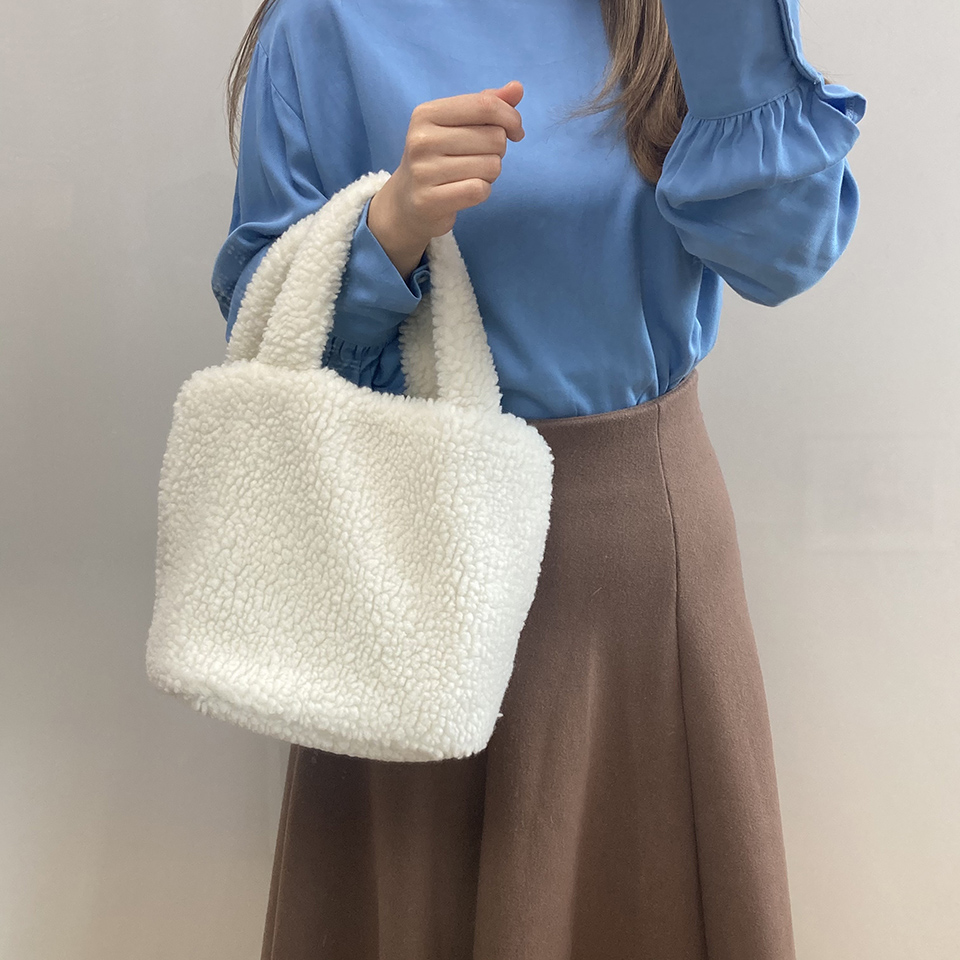 Fleece Boa Handle Tote Bag (3 colors)