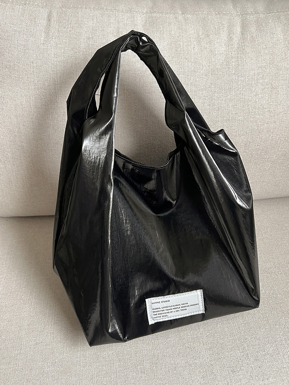 Glossy nylon mini tote bag