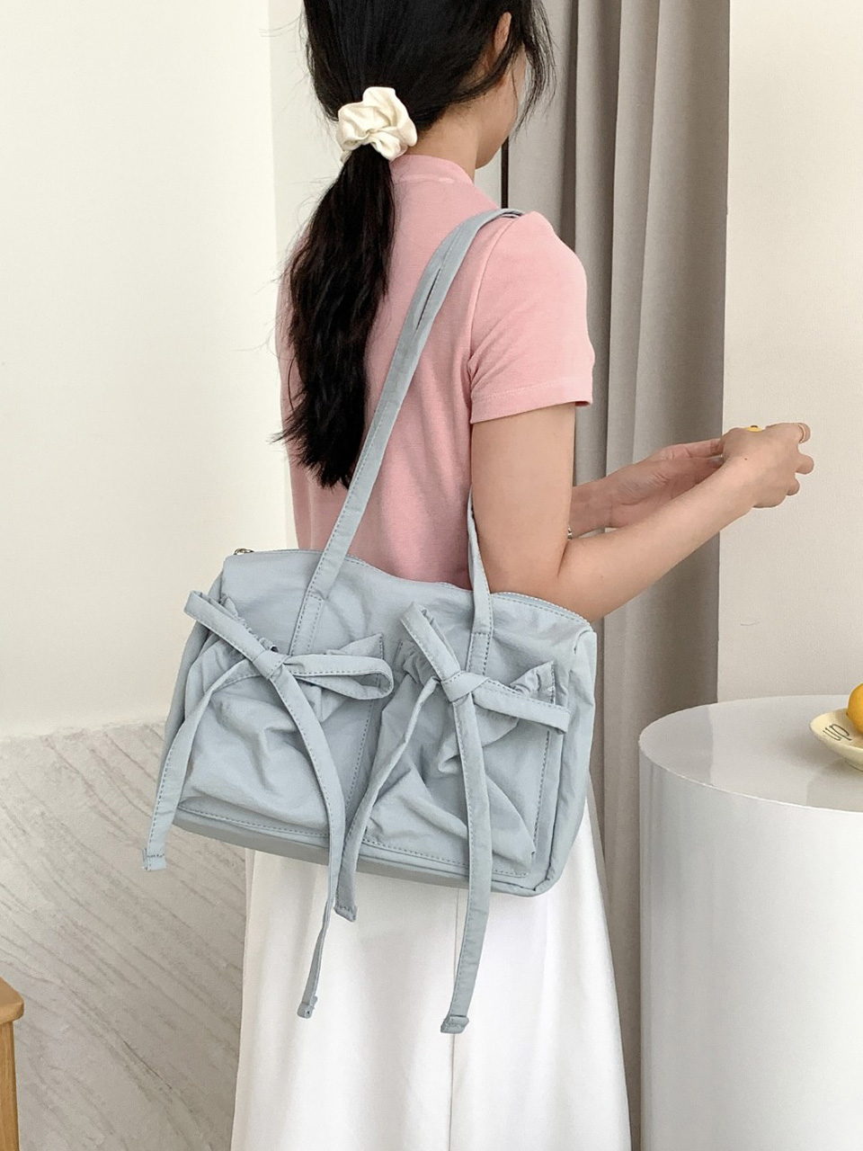 Ribbon Ballet Core Pocket Nylon Shoulder Bag (4 colors)