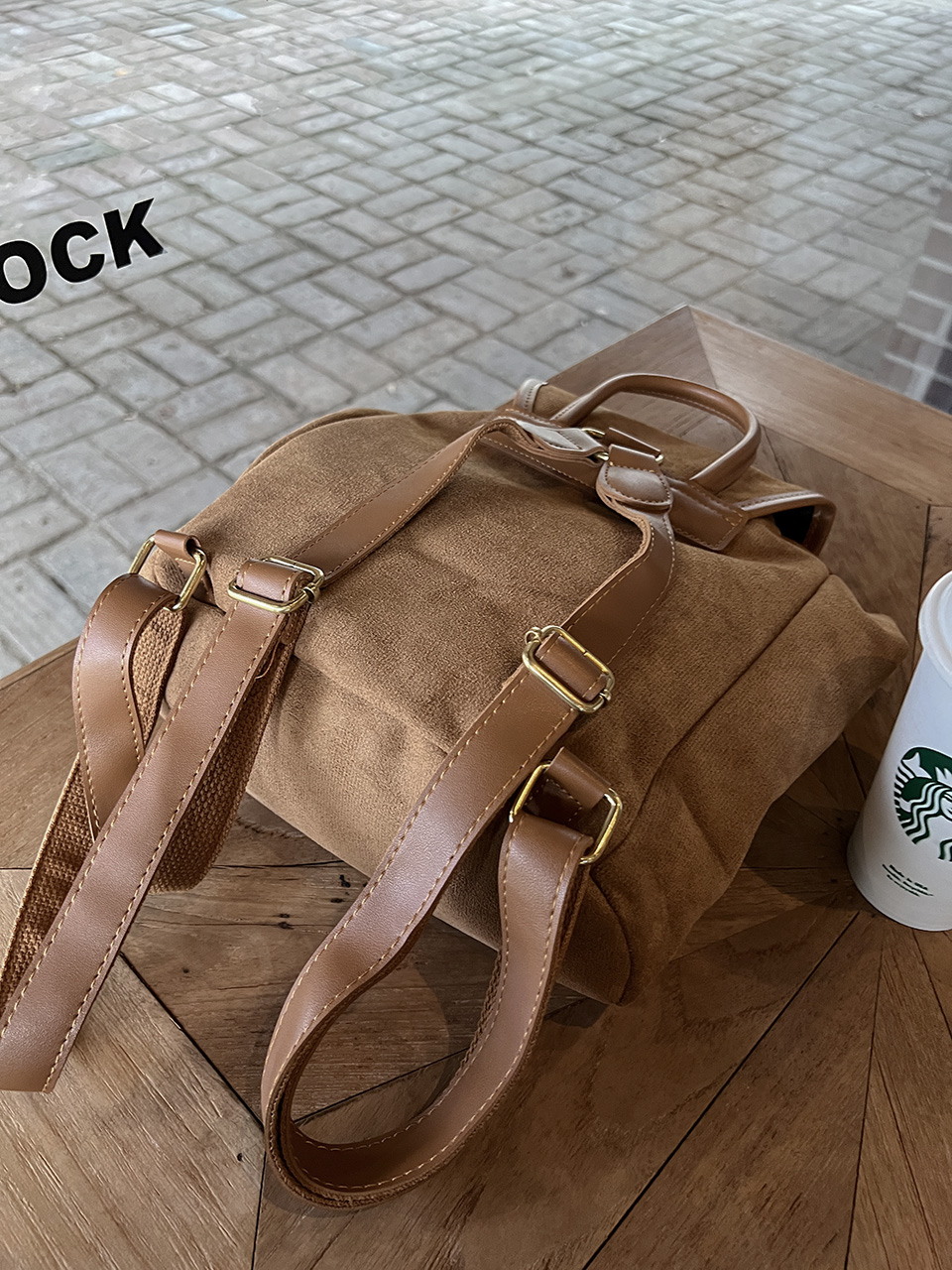 Suede String Buckle Bucket Bag/Backpack
