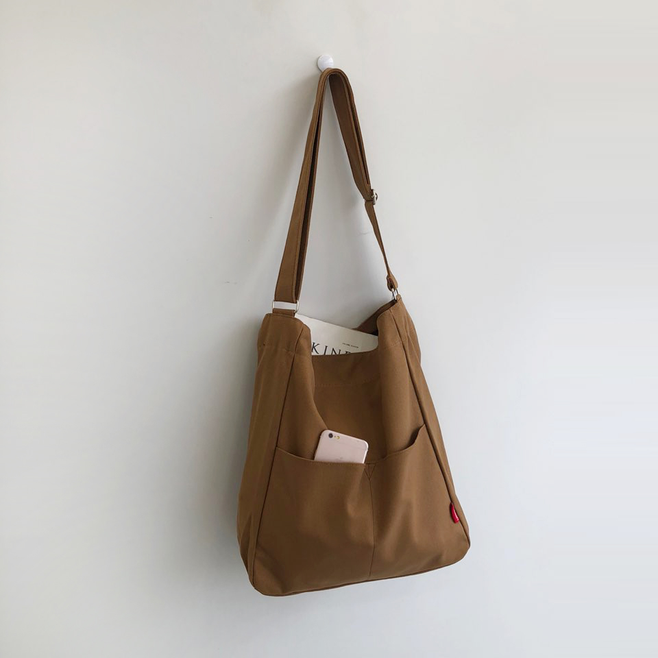 2-Pocket Plain Big Cloth Eco Bag (3 colors)