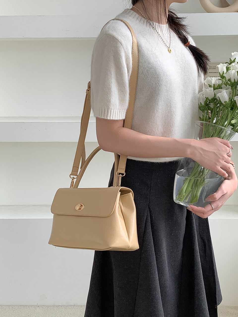 Square buckle tote bag (6 colors)