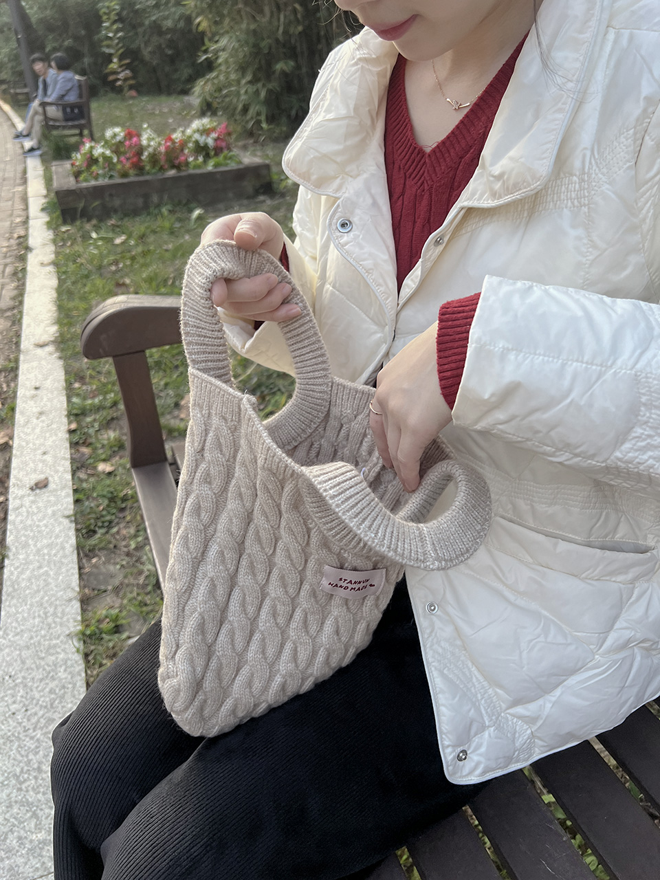 Knit twist crochet mini tote bag
