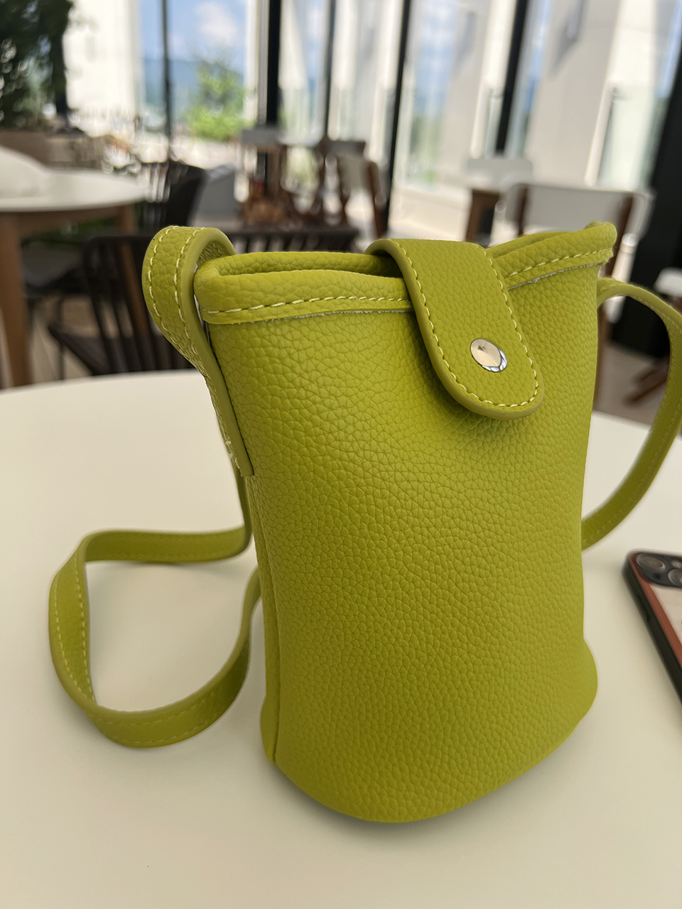 Button-belted mini cross-shoulder bag