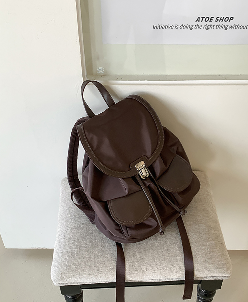 Buckle nylon string pocket daily backpack