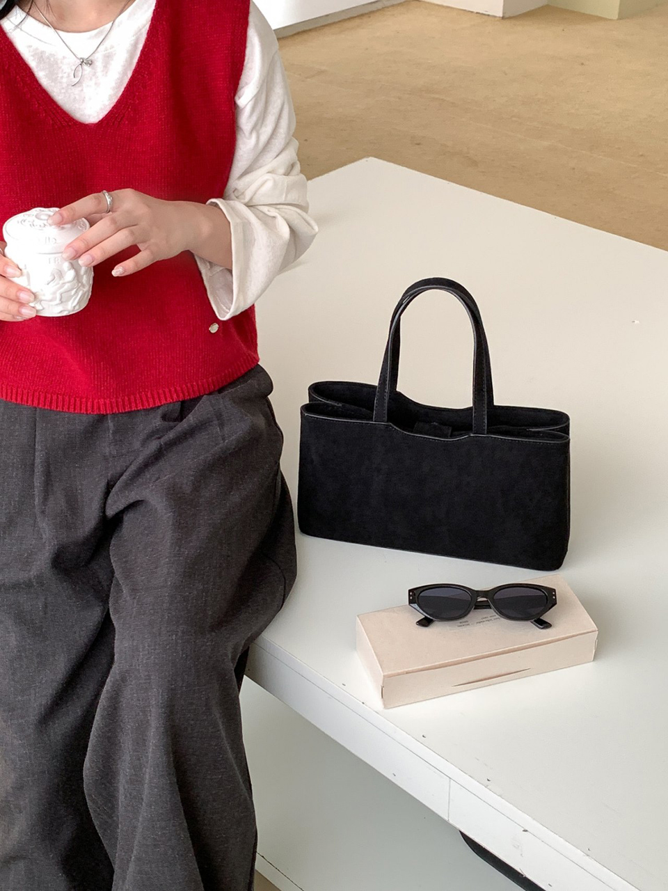 Suede Square Tote Bag