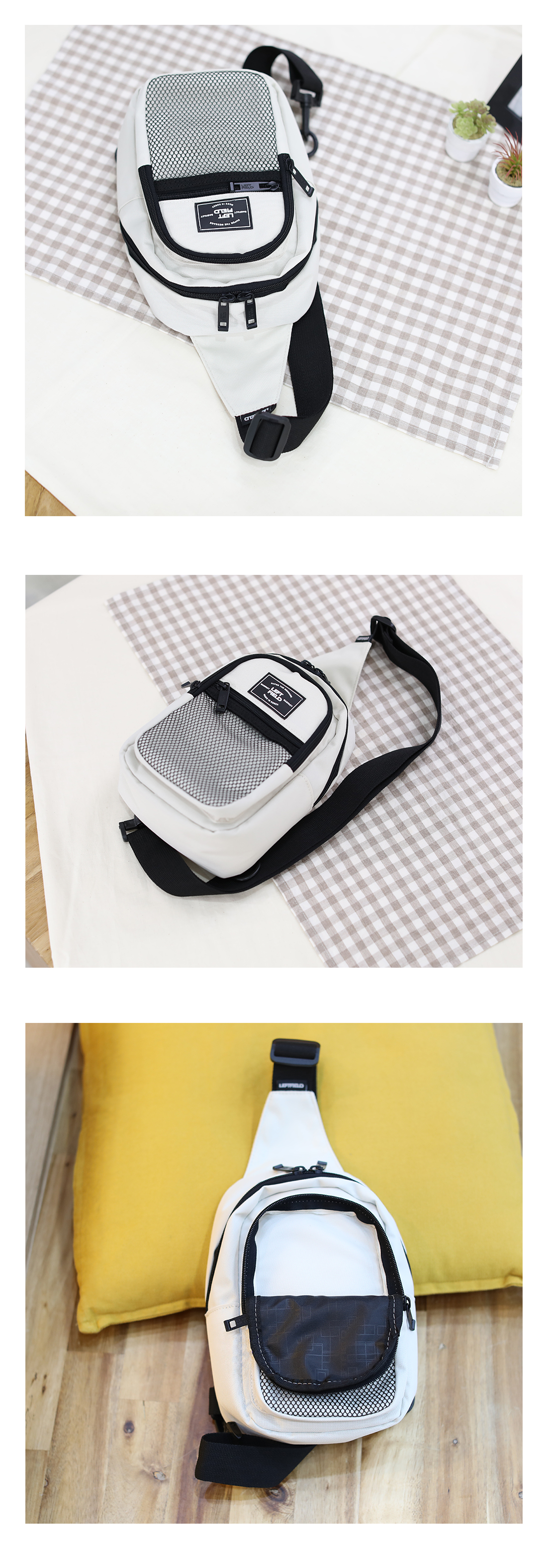 Canvas Mesh Pocket Sling Messenger Bag