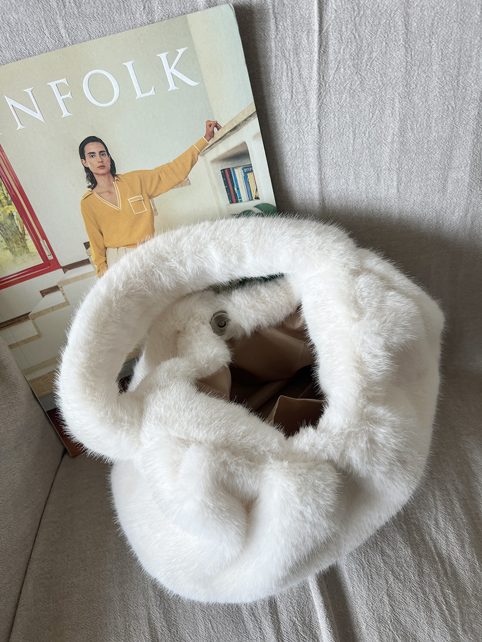 Eldon Shirred Fur Tote Bag